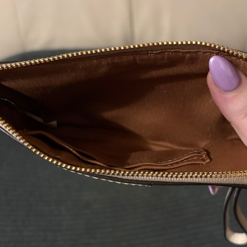 Coach Tan and Cream Signature Wristlet - Picture 2 of 3